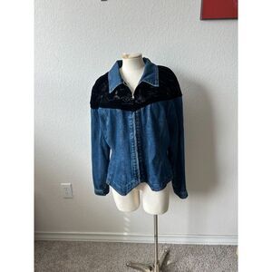 Vintage ROPA HAIRSTON ROBERSON DENIM & VELVET EMBROIDERED Jacket